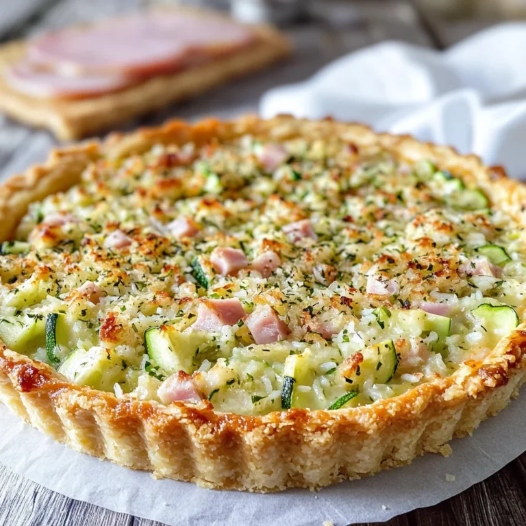 Crostata di riso con prosciutto di pollo cotto stracchino e zucchine