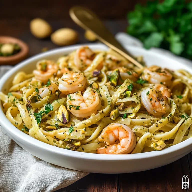 Pasta con gamberi e pistacchio