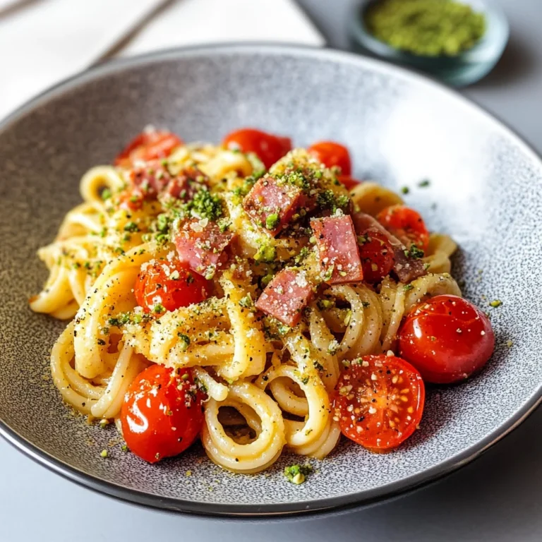 Pasta pistacchi e speck
