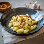 Gnocchi con pistacchio e guanciale