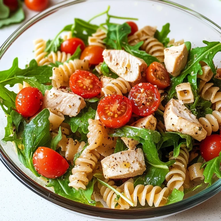 Insalata di pasta con pollo rucola e pomodorini