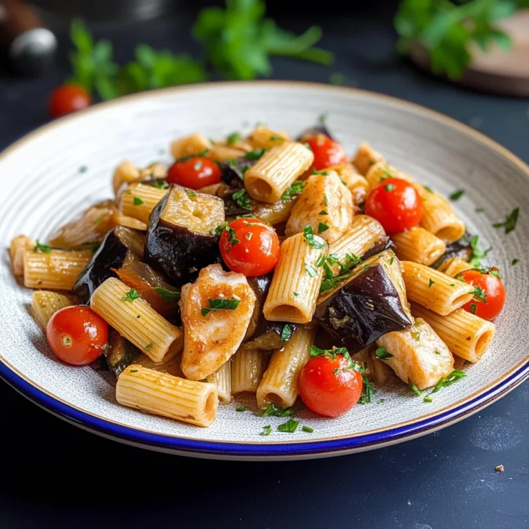 Pasta con melanzane e pesce spada